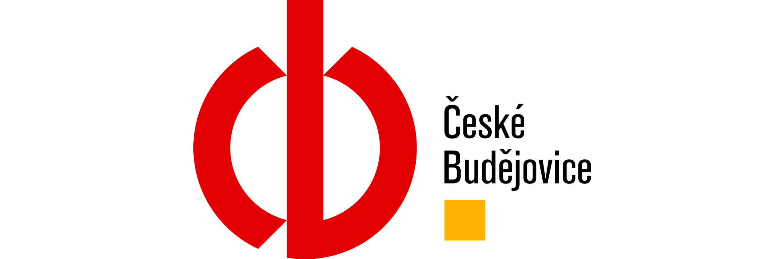 Logo České Budějovice - červený moderní symbol města s nápisem, inspirace pro web design a tvorba webových stránek